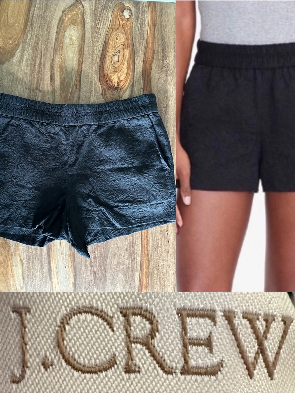 J. Crew women’s black shorts elastic waist Floral Jacquard Boardwalk SZ 8